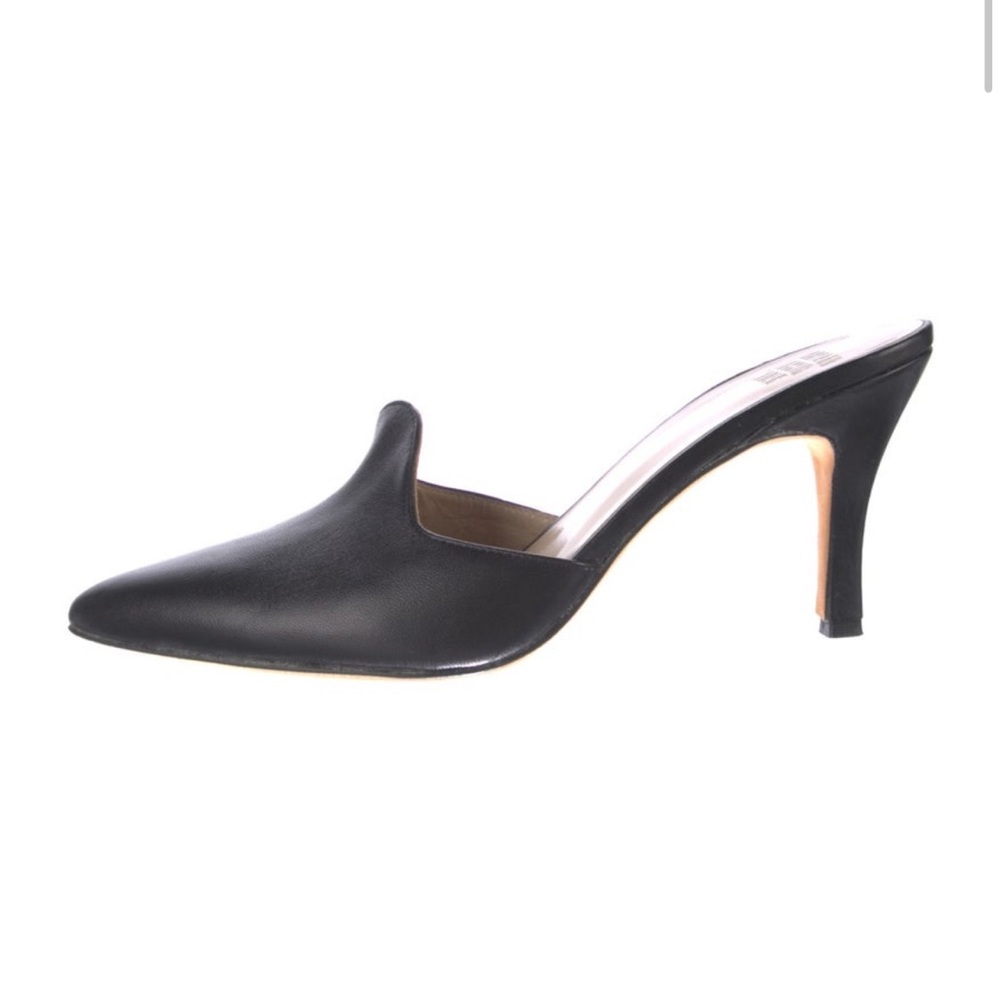 Maryam Nassir Zadeh Black Leather Mules with Pointed Toe